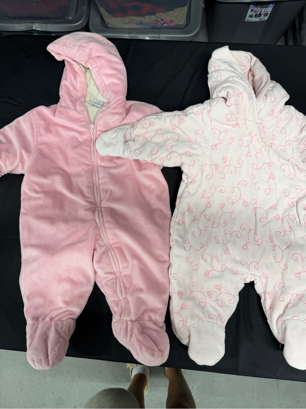 Bundle 2 Pink Hooded Baby Fleece Bunting - Soft Insulated One-Piece